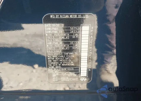 2021 Infiniti Qx50 Essential Awd z USA, uszkodzony, nr VIN 3PCAJ5CBXMF102036